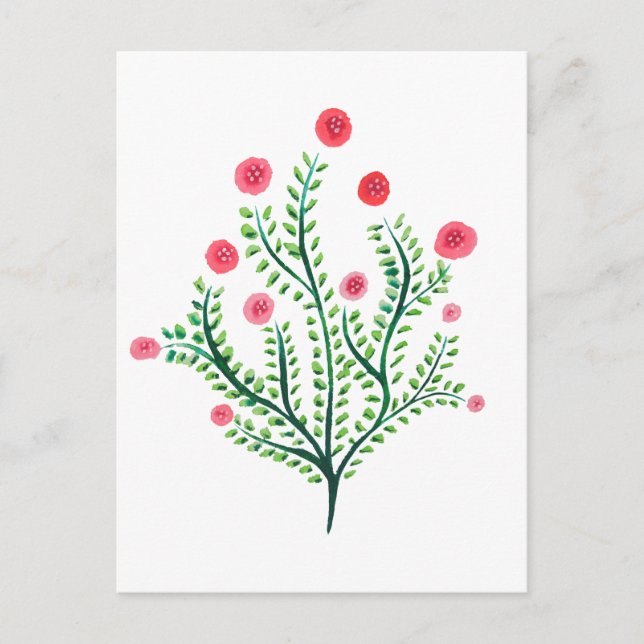 Cartão Postal Planta de Aquarela Bonito com Primavera Floral min (Frente)