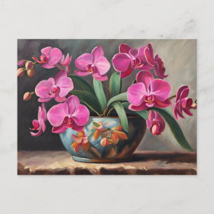 Cartão Postal Planta Flor de Orquídea Rosa