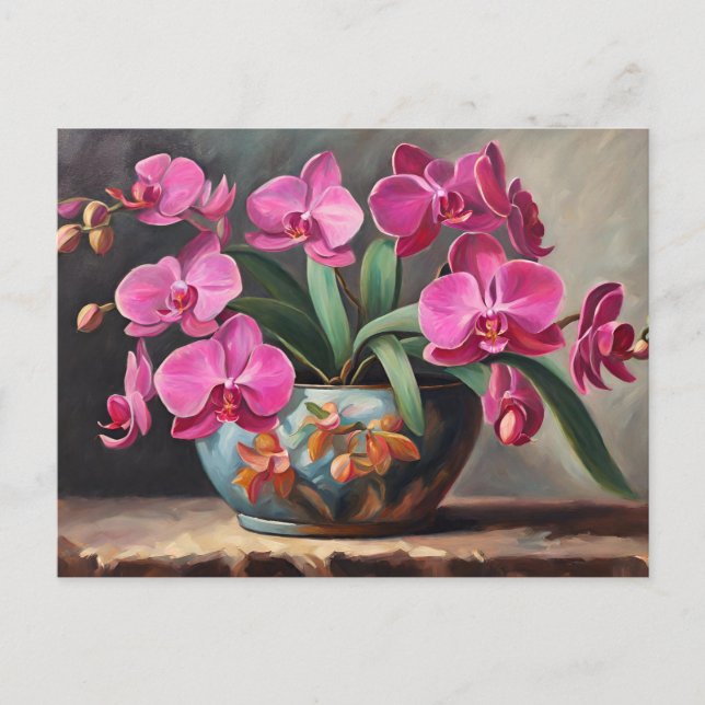 Cartão Postal Planta Flor de Orquídea Rosa  (Frente)