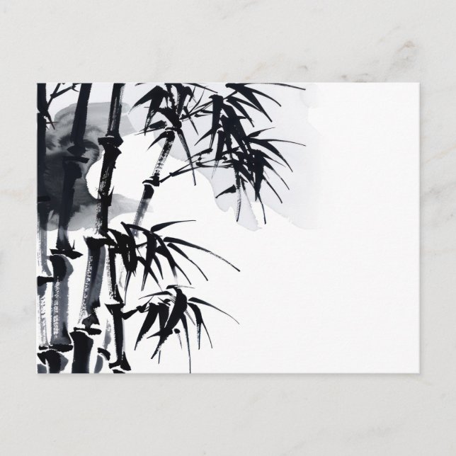 Cartão Postal Planta minimalista japonesa de bambu. (Frente)
