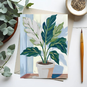 Cartão Postal Planta Monstera Pintura de Polegar Verde de Plan