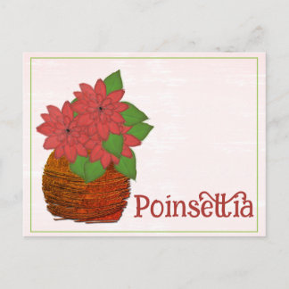 Cartão Postal Planta Poinsettia Aquarela Aniversário Dezembro