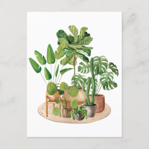 Cartão Postal Plantas de Casa Aquarela