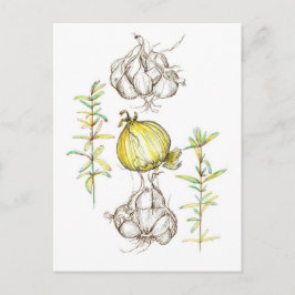 Cartão Postal Plantas de Cozinhar de Cebolas de Garfo Plantas de