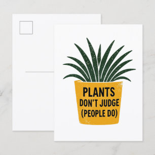 Cartão Postal Plantas Divertidas Não Julgam Carimbo de Tinta Vin
