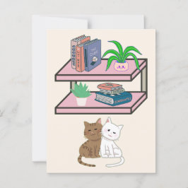 Cartão Postal Plantas, Gatos E Livros - Estética De Gatos-Livres
