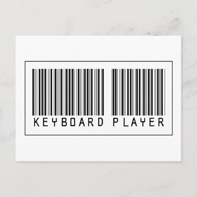 Cartão Postal Player de teclado com código de barras (Frente)