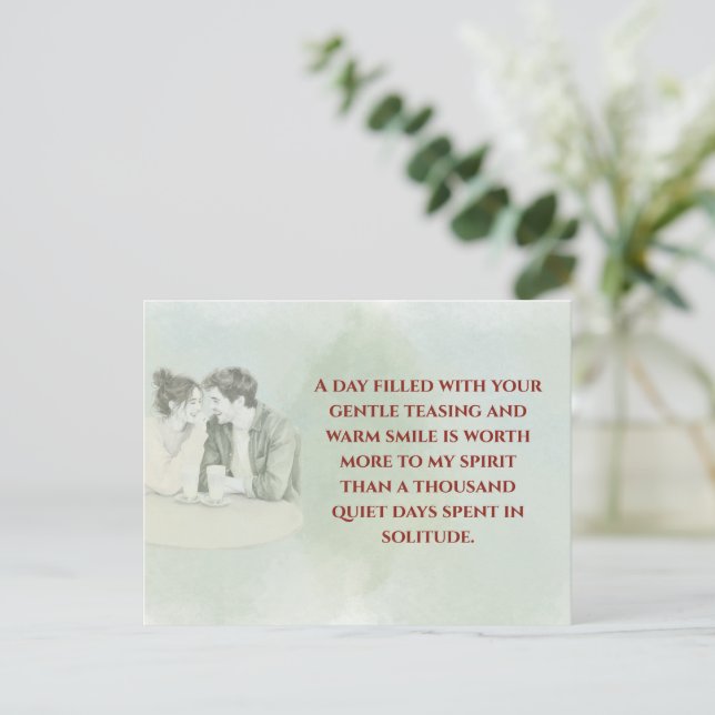 Cartão Postal Playful & Funny Love Quote Postcard | Laughing Cou (Em pé/Frente)