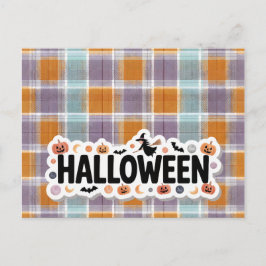 Cartão Postal Playful Halloween Plaid