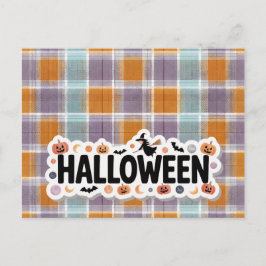 Cartão Postal Playful Halloween Plaid