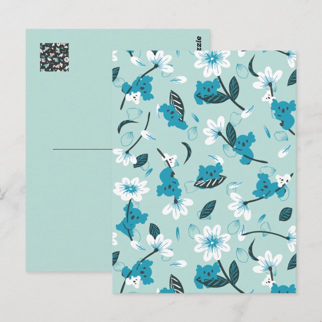 Cartão Postal Playful Koala Pattern Cute Animal e Nature Art (Frente/Verso)
