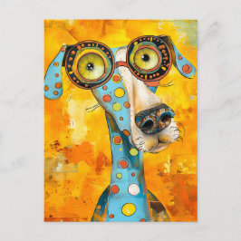 Cartão Postal Playful Pop-Art Dog in Bright Hues