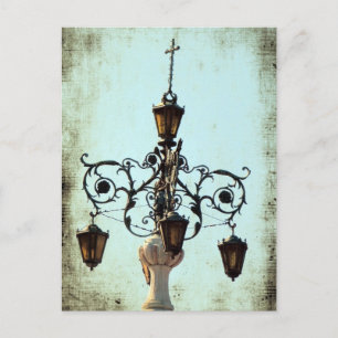 Cartão Postal Plaza Light Music Notes Grunge