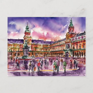 Cartão Postal Plaza Mayor, Madrid Watercolor Painting