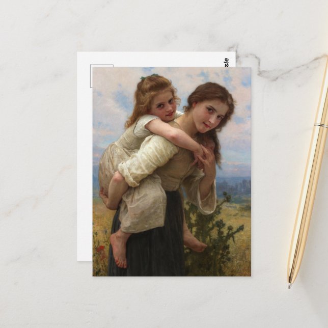 Cartão Postal Pleasant Burden por William Adolphe Bouguereau (Frente/Verso In Situ)
