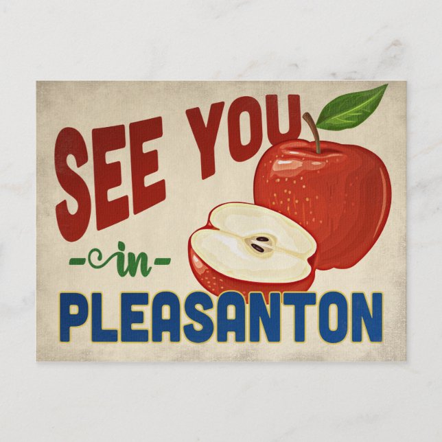 Cartão Postal Pleasanton California Apple - Viagens vintage (Frente)
