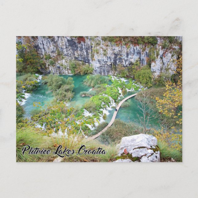 Cartão Postal Plitvice Lagos, Croácia - Cartaz do Parque Naciona (Frente)