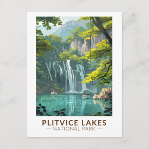 Cartão Postal Plitvice Lagos National Park Viagem Art Vintage