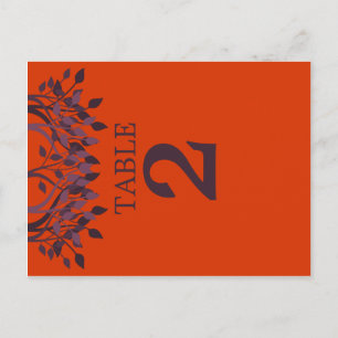 Cartão Postal Plum and Orange Leaves Table Number Cards 2