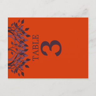 Cartão Postal Plum and Orange Leaves Table Number Cards 3