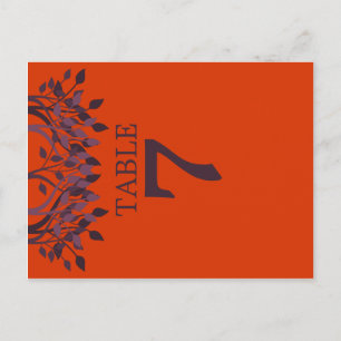 Cartão Postal Plum and Orange Leaves Table Number Cards 7
