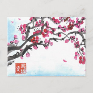 Cartão Postal Plum Blossom Branch no Cartão-postal de inverno
