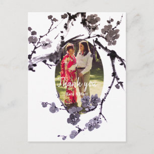 Cartão Postal Plum blossom sumie Wedding Photo