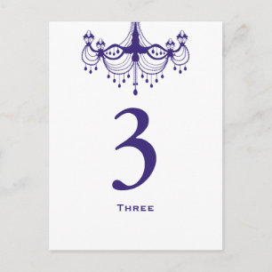 Cartão Postal Plum Purple Chandelier Table Number Card