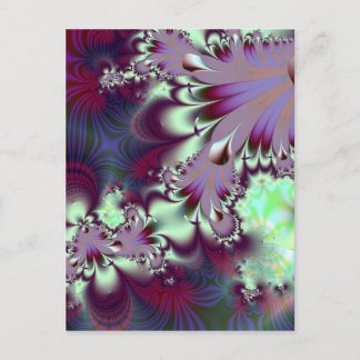 Cartão Postal Plumule ・ Arte Fractal ・ Roxo & Aqua