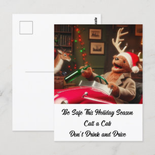 Cartão Postal Plush Bebado Reindeer Não Beba nem dirija
