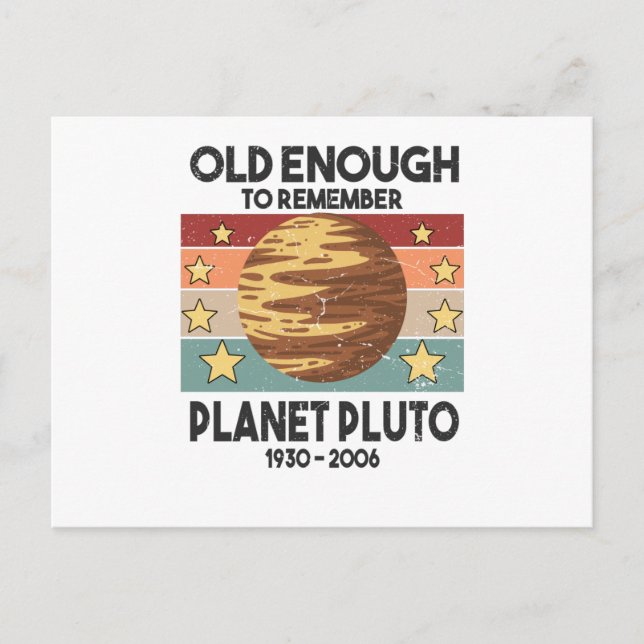 Cartão Postal Pluto Planeta Galáxia Espaço Desgastado Vintage (Frente)