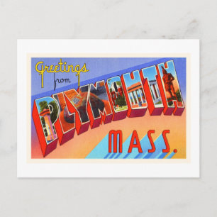 Cartão Postal Plymouth Massachusetts MÃE Viagens vintage Souven