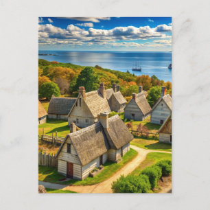 Cartão Postal Plymouth Massachusetts navio Mayflower vintage