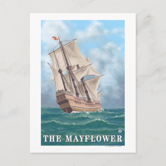 Cartão Postal Plymouth, MassachusettsView do Mayflower (Frente)