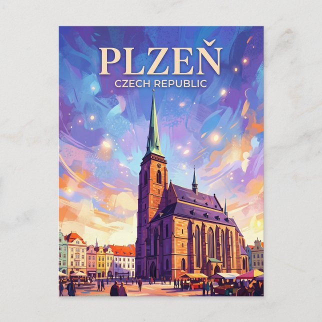 Cartão Postal Plzeň República Tcheca (Frente)
