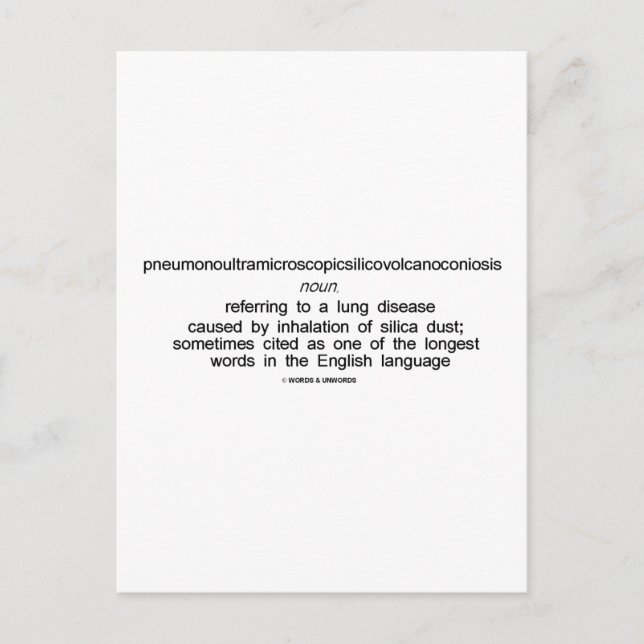 Cartão Postal Pneumonoultramicroscopiclovulcanoconiose (Frente)