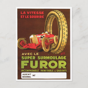 Cartão Postal Pneus Furor ~ Ad. Pneus Automóveis Vintage