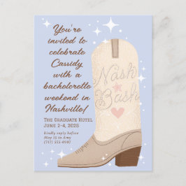 Cartão Postal Pó Azul Nash Bash Cowgirl Bachelorette
