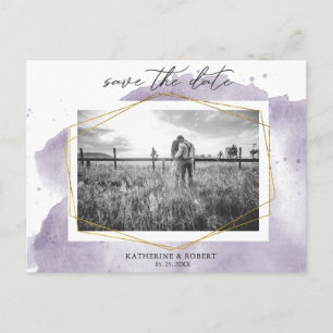 Cartão Postal Pó de Ouro e Roxo   Foto Salvar a Data