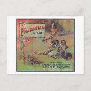 Cartão Postal Pocahontas Orange LabelPorterville, CA