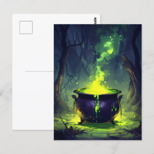 Cartão Postal Poção mágica brilhante Cauldron Halloween