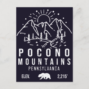 Cartão Postal Poconos Retro Pensilvânia Minimalista