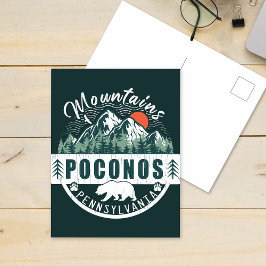 Cartão Postal Poconos Retro Pensilvânia Mounties