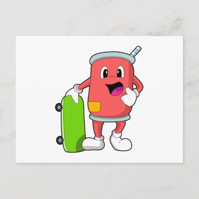 Cartão Postal Pode como skater com skate (Frente)