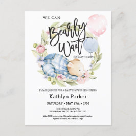 Cartão Postal Podemos Esperar, Garoto, Chá de fraldas De Urso.