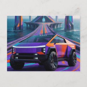 Cartão Postal Poderize A Distância Caminhonete Futurista Para Fã