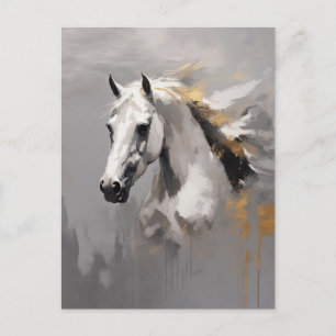 Cartão Postal Poderoso Efeito de Óleo de Cavalo Branco Retrato