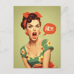 Cartão Postal Poderoso Grito Pin-Up Vintage