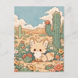Cartão Postal Poeira Sage Deserto Kawaii Raposa Fennec