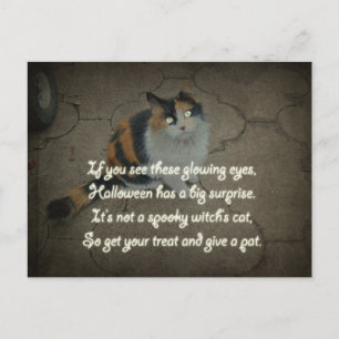 Cartão Postal Poema de Halloween - Calico Cat